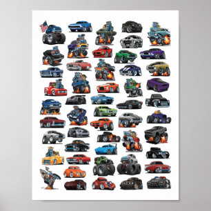 Poster Carros Musculares, Carros Clássicos, Caminhões e h