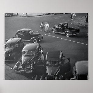 Póster Carros no Centro, 1942. Foto Antiga