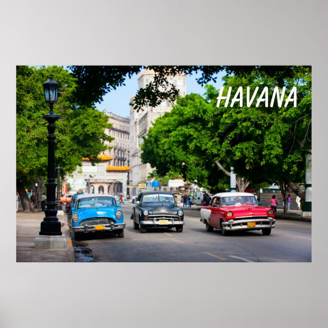 Póster Carros retrorreflectores na rua Havana (Frente)