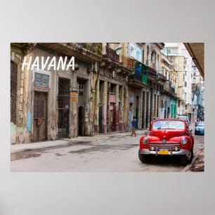 Póster Carros retrorreflectores na rua Havana