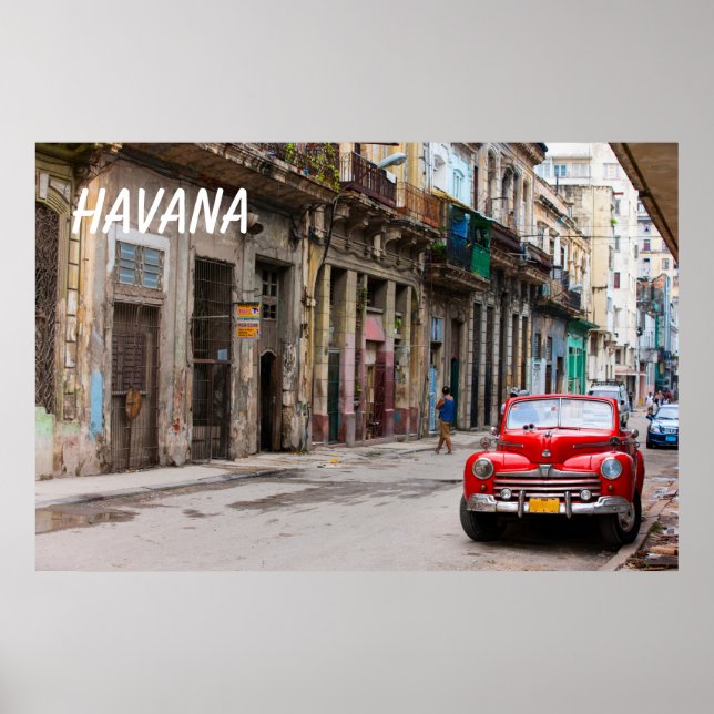 Póster Carros retrorreflectores na rua Havana (Frente)