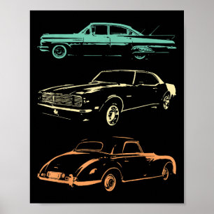 Poster Carros vintage - Retro Gráfico dos anos 80 e 90