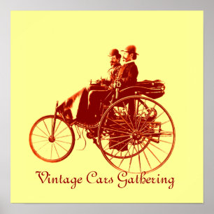 Poster Carros vintage Reunidos, amarelos
