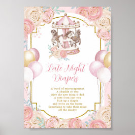 Poster Carrossel Mágico rosa e Dourado Fralda Noturna Tar