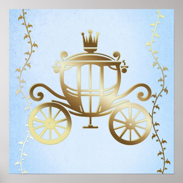 Poster Carruagem de Ouro Elegante Princesa do Conto de Fa (Frente)