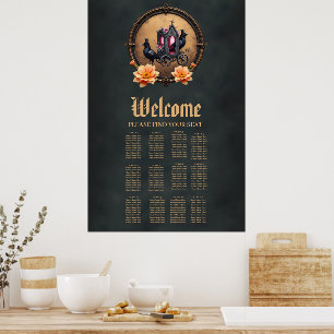 Poster Carruagem gótica com Ravens e Rosas.