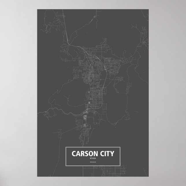 Póster Carson City, Nevada (branco a preto) (Frente)