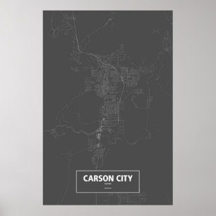 Póster Carson City, Nevada (branco no preto)