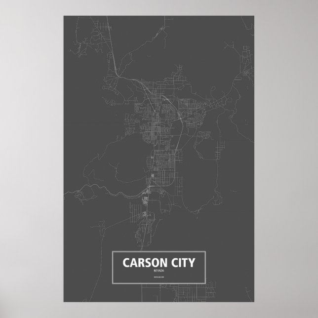 Póster Carson City, Nevada (branco no preto) (Frente)