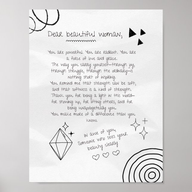 Poster Carta a uma mulher bonita (Frente)