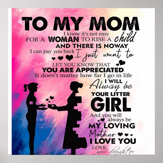 Poster Carta Adorável À Mãe | Bonito Presente Para A Minh (Frente)