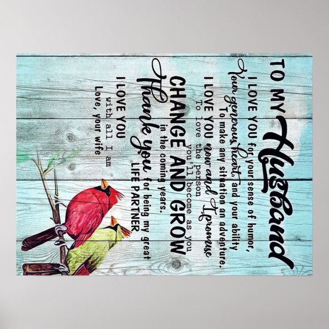 Poster Carta Ao Meu Marido, Presente De Família Bonita (Frente)