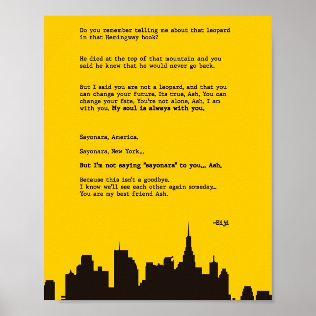 Poster Carta ao Peixe de Banana Ash (Frente)