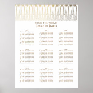 Poster Carta branca e Dourado do art deco do casamento do