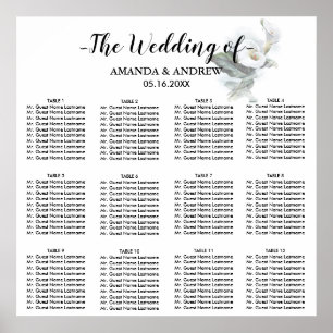 Poster Carta branca elegante do assento do casamento do