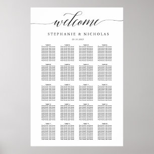 Poster Carta chique do assento do casamento da letra da