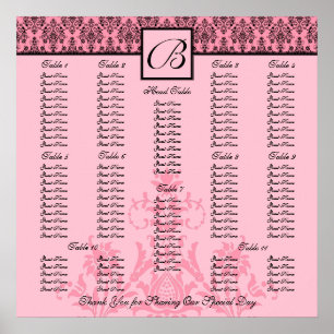 Póster Carta cor-de-rosa do assento da recepção de