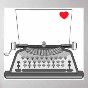 Poster Carta de Amor de Máquina de Escrever Antiga