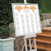 Carta de Assentos Coral Swan Lovebird Damask
