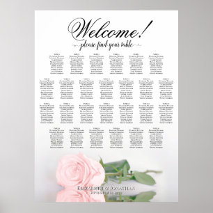 Poster Carta de Assentos de Casamento de Mesa 26 Rosa Pin