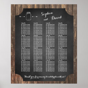 Poster Carta de Assentos de Casamento Única em Pote de Pe