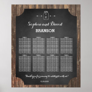 Póster Carta de Assentos de Casamento Única em Pote de Pe