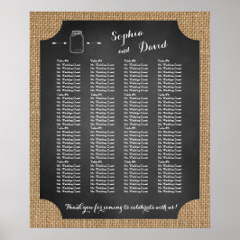 Póster Carta de Assentos de Casamento Única em Pote de Pe