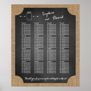 Póster Carta de Assentos de Casamento Única em Pote de Pe