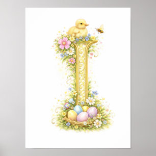 Poster Carta de Berçário I Patinho Bebê Inicial Floral Do