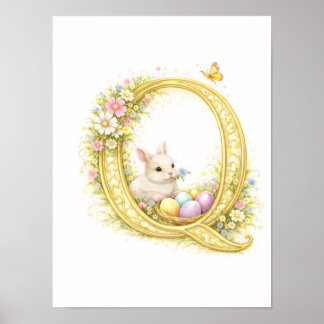 Poster Carta de Berçário Q Coelhozinho Inicial Floral Dou