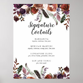 Poster Carta de Cocktail de Assinatura de Casamento Rusti
