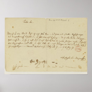 Póster Carta de Mozart a freemason, janeiro de 1786