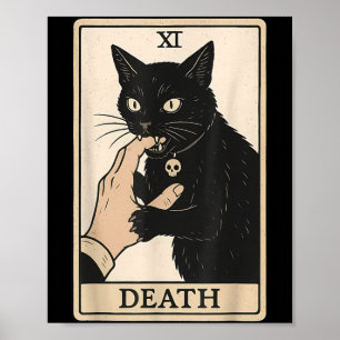 Poster Carta de Tarô da Morte Gato Preto Halloween Bruxa