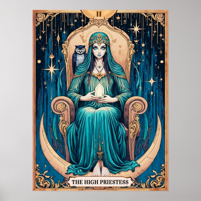 Poster Carta de Tarot, a Sumo Sacerdotisa 2 (Frente)