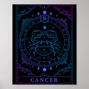 Poster Carta de Tarot de Câncer Signo do Zodíaco Horóscop