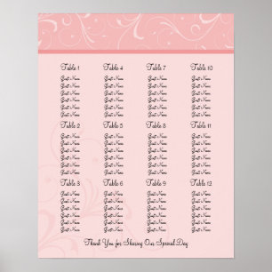 Póster Carta do assento da recepção de casamento -