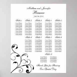Póster Carta do assento da recepção de casamento -