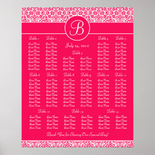 Póster Carta do assento da recepção de casamento tema