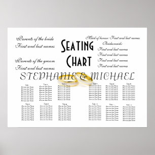 Poster Carta do assento do casamento