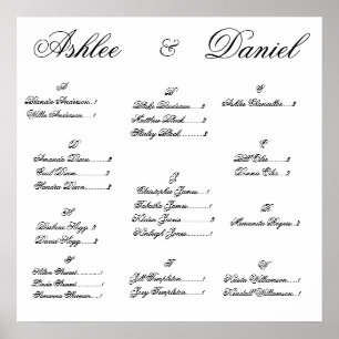 Poster Carta do assento do casamento