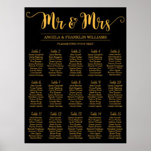 Póster Carta do assento do casamento, cor editável do