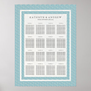 Póster Carta do assento do casamento do teste padrão de