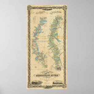 Poster Carta do rio Mississípi mais baixo