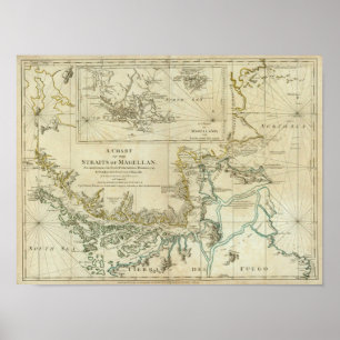 Poster Carta dos passos de Magellan