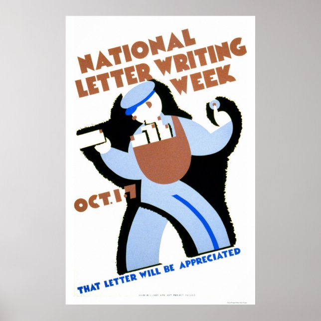 Póster Carta Escrevendo Semana 1940 WPA (Frente)