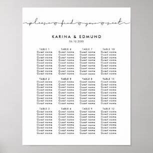 Poster Carta escrita à mão minimalista do assento do