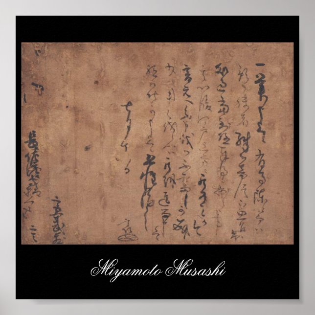 Poster Carta escrita por Miyamoto Musashi, c. anos 1600 (Frente)