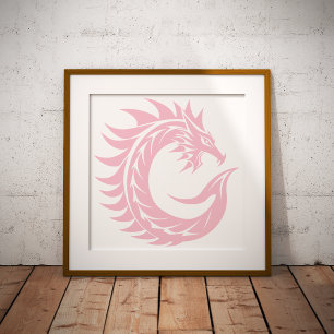 Poster Carta Estilizada com Dragão C, Alfabeto de Dragão,