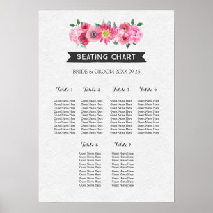 Póster Carta floral do assento da mesa do vintage 6 da