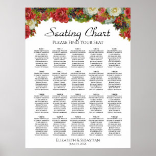 Poster Carta floral do assento do casamento do outono de